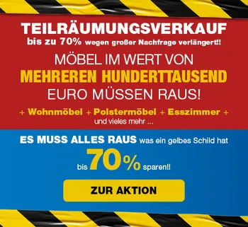 Teilräumungsverkauf - bis zu 70% sparen!